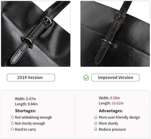 Detalle de Kattee vintage genuine leather tote shoulder handbag with adjustable handles