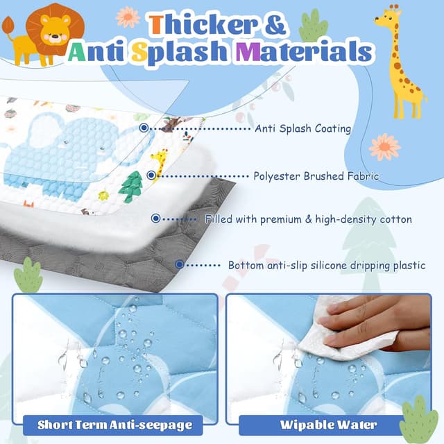 Detalle de Funsland Large Baby Play Mat (200x180cm) – foldable waterproof cotton playpen mat