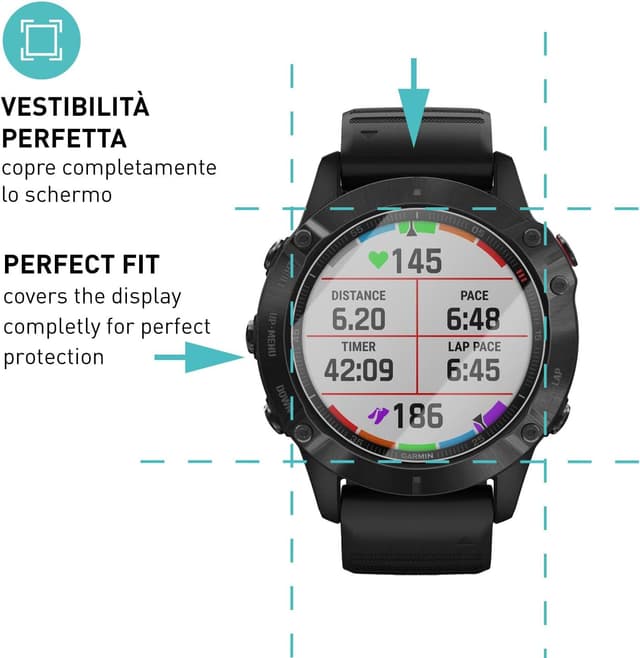 Detalle de smartect Vetro Temperato per Garmin Fenix 6 / 6 Pro (3 pezzi, Clear) anti-graffio 9H, compatibile