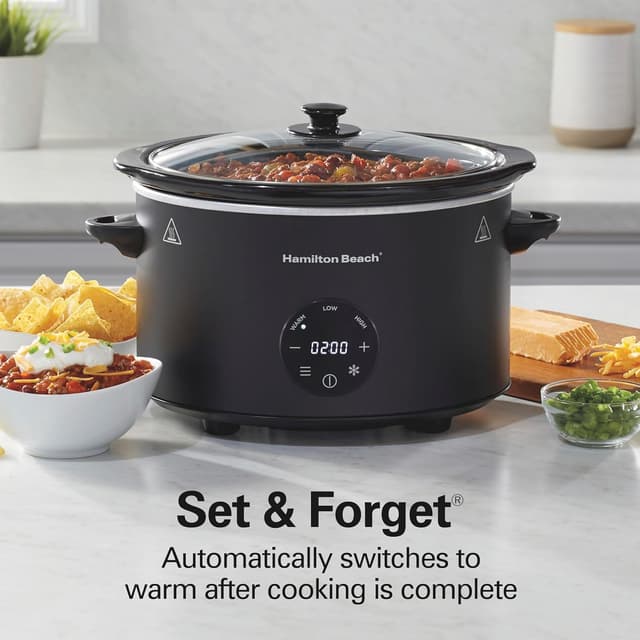 Detalle 2 de Hamilton Beach 33765 6 Quart Set & Forget Programmable Slow Cooker with Defrost Function