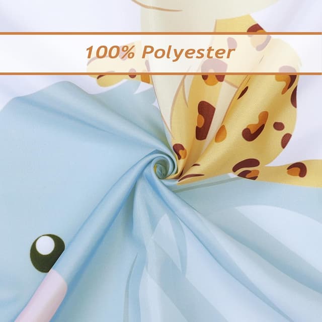 Detalle de Bonhause Kids Animals Shower Curtain (Lion, Elephant & Giraffe) 180 x 180 cm, waterproof polyester with 12 hooks