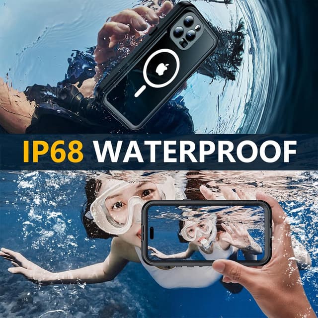 Detalle 2 de Red2Fire Waterproof iPhone 14 Pro Case (6.1”) with Built-in Screen & Camera Protectors, IP68, MagSafe Compatible, Shockproof (Black/Clear)