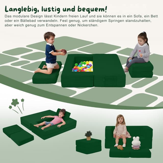 Thumbnail 2 de MeMoreCool Kindersofa aus Cord Grün