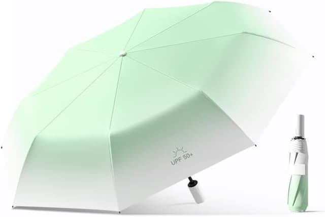 Detalle 1 de erised's bifrost compact gradient automatic travel umbrella – auto open/close with UPF 50+ and 8 ribs