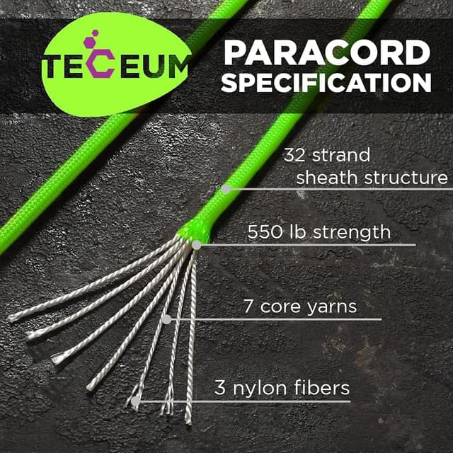 Thumbnail 1 de TECEUM Paracord Type III 550 Neon Green 30 m