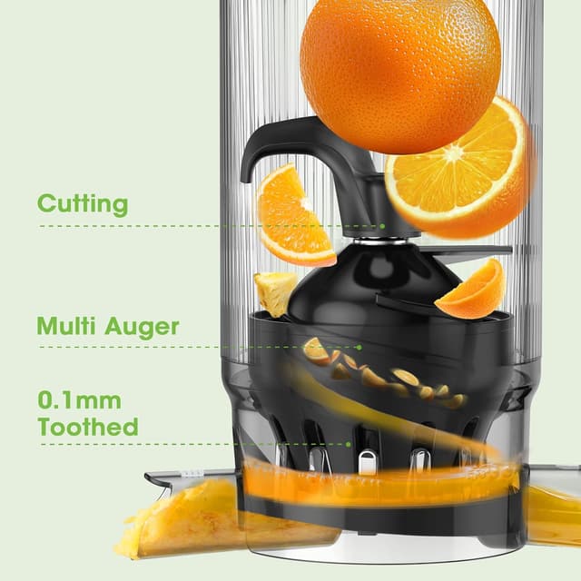 Detalle de SMALLHOO cold press juicer, 5.3-inch chute