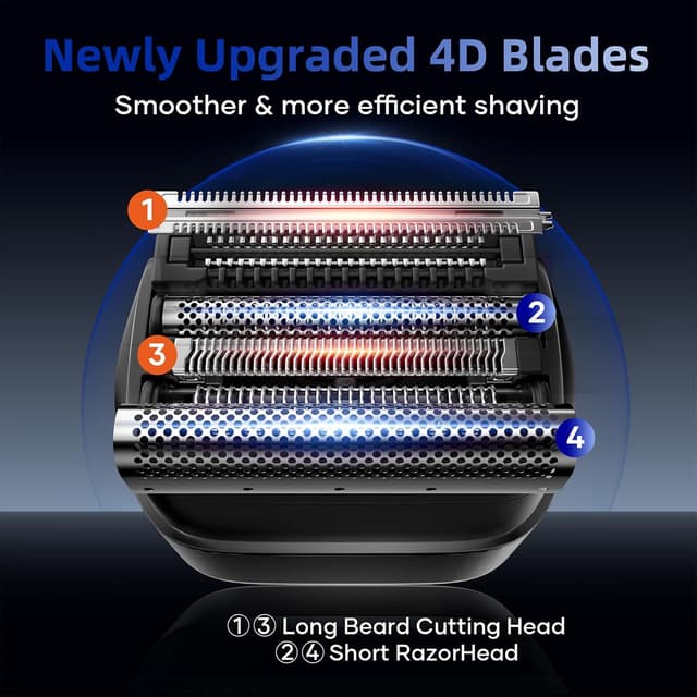 Detalle 2 de Kensen Upgraded 4-Blade Foil Shaver 120 mins