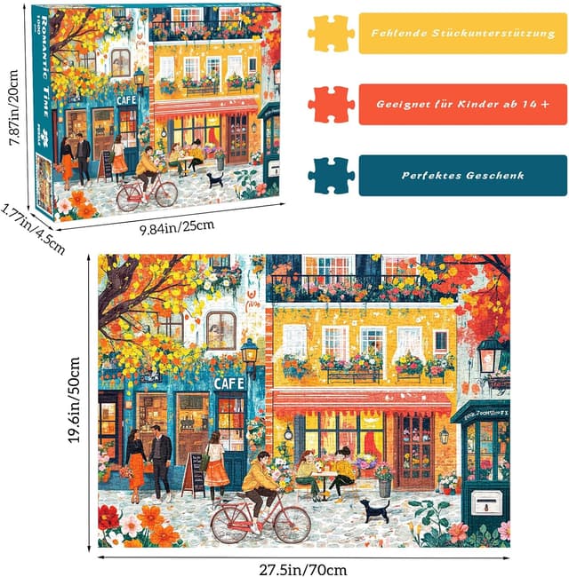 Detalle de HUADADA Puzzle Romantische Straße 1000 Teile 🧩