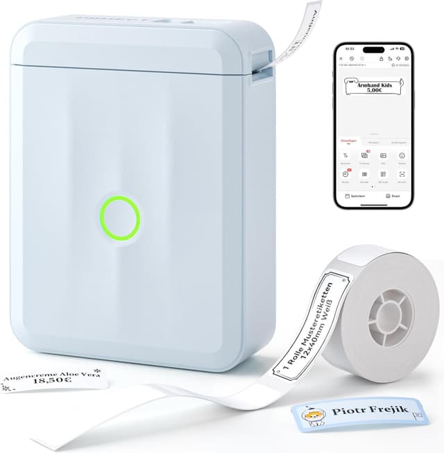 Detalle de NIIMBOT Etikettendrucker D110 Upgrade – Mini-Labelprinter mit Bluetooth für iOS & Android, blau
