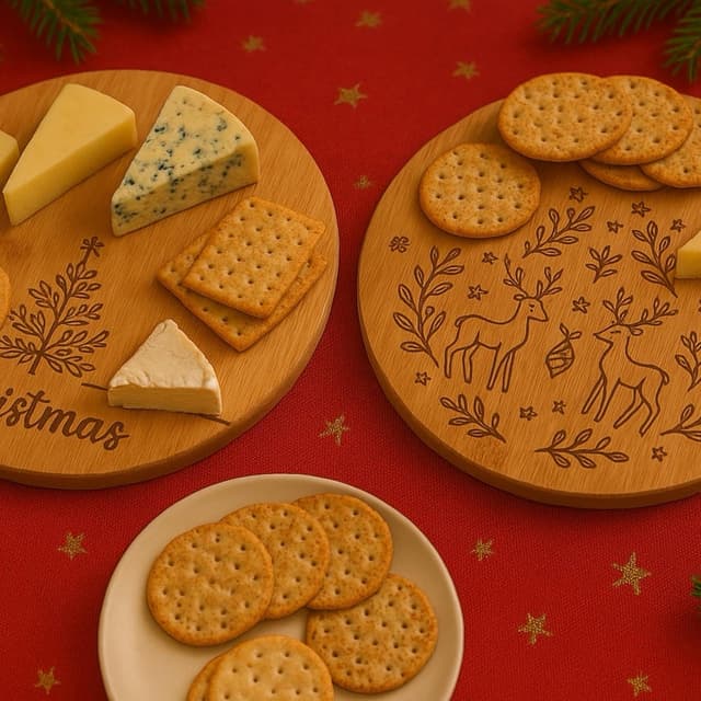 Detalle 2 de eBoutik Christmas Round Bamboo Serving Board