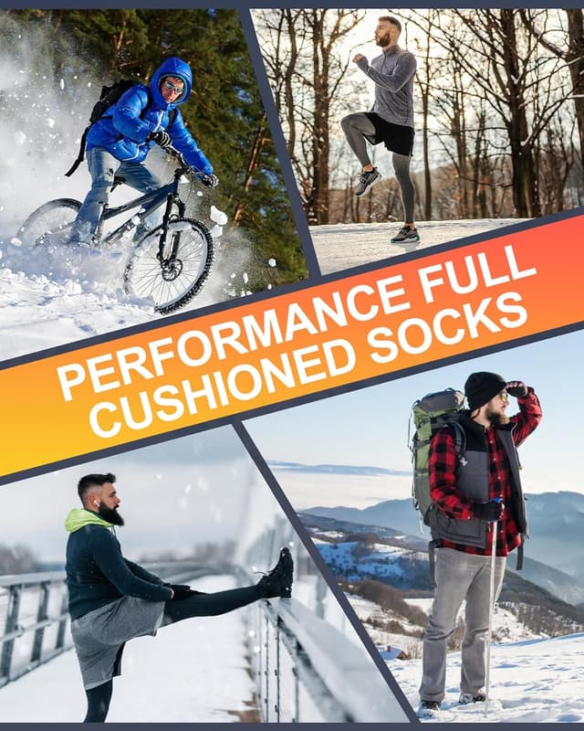 Thumbnail 6 de Niorasen Full Cushion Thermal Socks for Men (5 Pairs) – Thick Cotton Crew Socks for Winter Work, Hiking & Walking