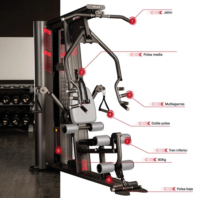 Detalle 2 de BH Fitness Indar multiestación 90 Kg