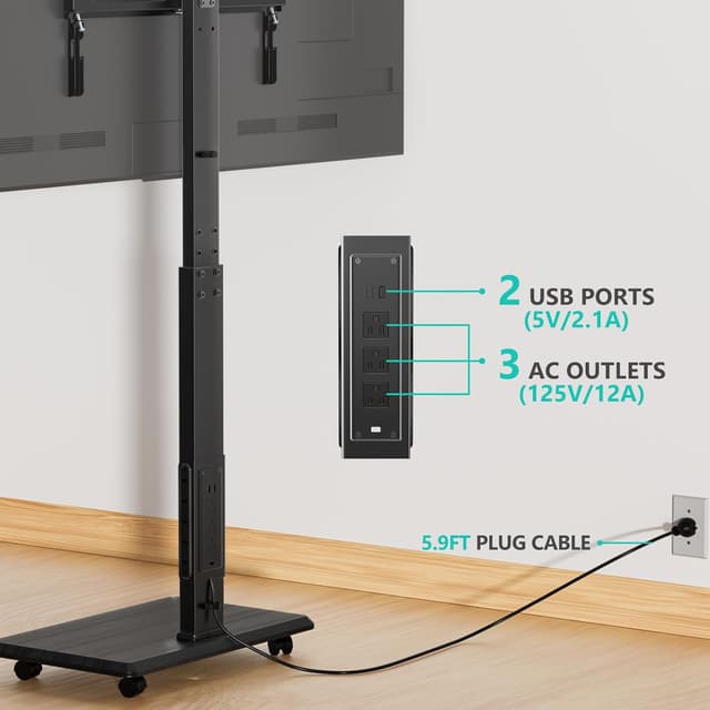 Thumbnail 4 de WALI TVDVD-7PR Rolling TV Stand 110 lbs