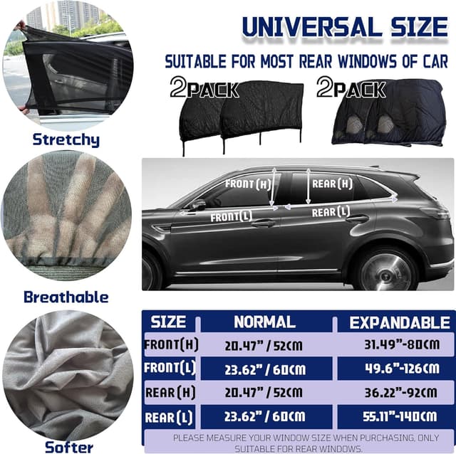 Detalle de OUTTDID Car Window Shades 4 Pack UV protection