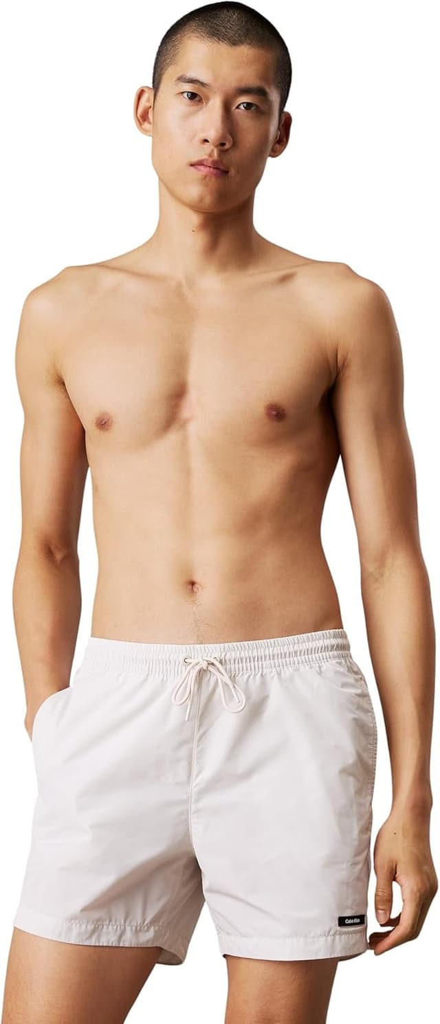 Detalle de Calvin Klein Men’s Medium Drawstring Swimming Trunks Long