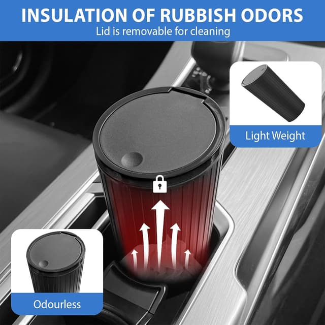 Detalle de Gigmeta Cestino per auto con coperchio: mini portarifiuti da inserire nel portabicchieri