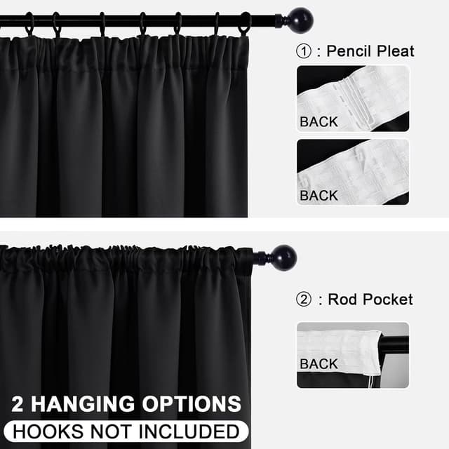 Thumbnail 2 de DWCN Verdunkelungsvorhänge Schwarz 183x117 2er Set