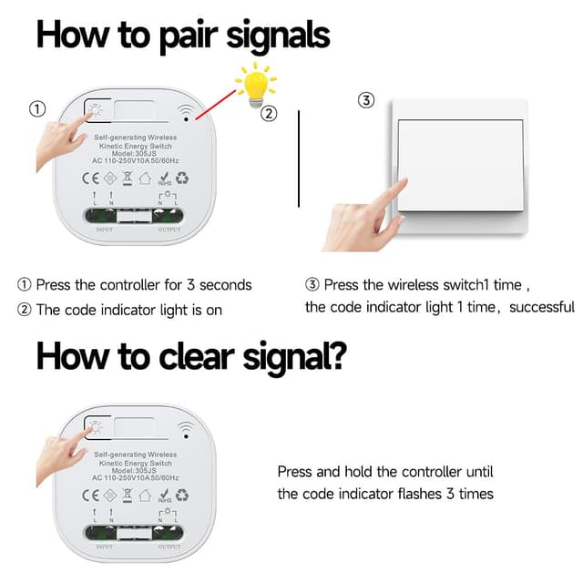Thumbnail 6 de Cerhot 220V interruptor inalámbrico cinético 433 MHz
