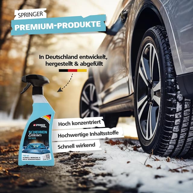 Detalle 2 de SPRINGER RX5270 Scheibenenteiser-Spray (750 ml) – selbsttätig gegen Eis, Raureif & Schnee, Made in Germany