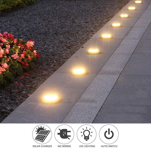 Detalle de Torchtree 2023 Upgraded Solar Outdoor Garden Lights (12 Pack) – Warm White Path & Decking Lights