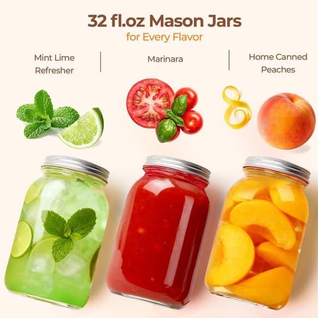 Thumbnail 4 de ComSaf Wide Mouth Mason Jars 32 oz glass jars 🫙
