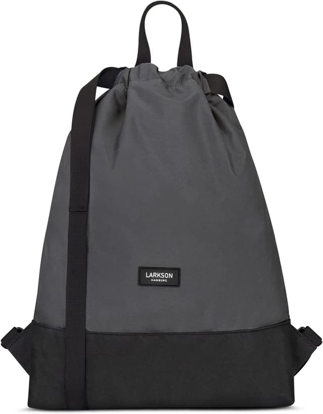 Detalle de LARKSON No 7 – Sac à cordon gris pour filles & garçons, petit sac de sport en polyester 300D
