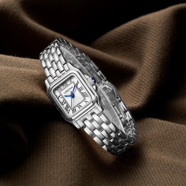 Detalle de CHEETAH Orologio da donna piccolo analogico al quarzo con bracciale vintage, cassa rettangolare e quadrante numeri romani