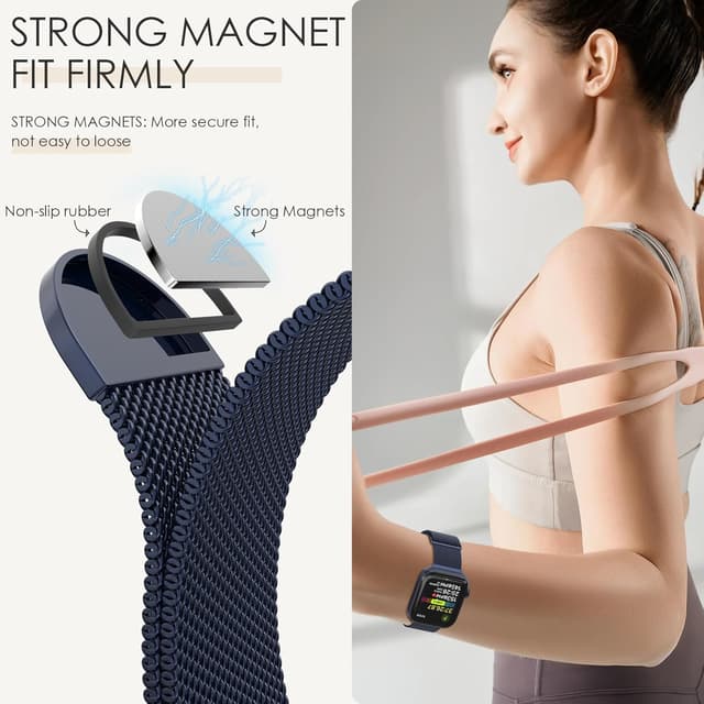 Detalle de Milanese Loop Magnetic Metal Band for Apple Watch (38/40/41/42/44/45/46/49mm) – Adjustable clasp