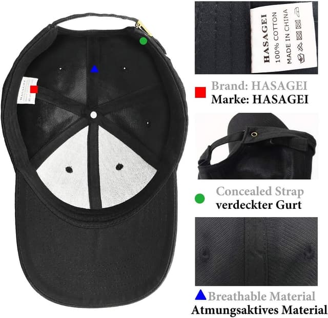 Detalle de HASAGEI Baseball Cap aus 100 % Baumwolle (verstellbar) für Herren & Damen