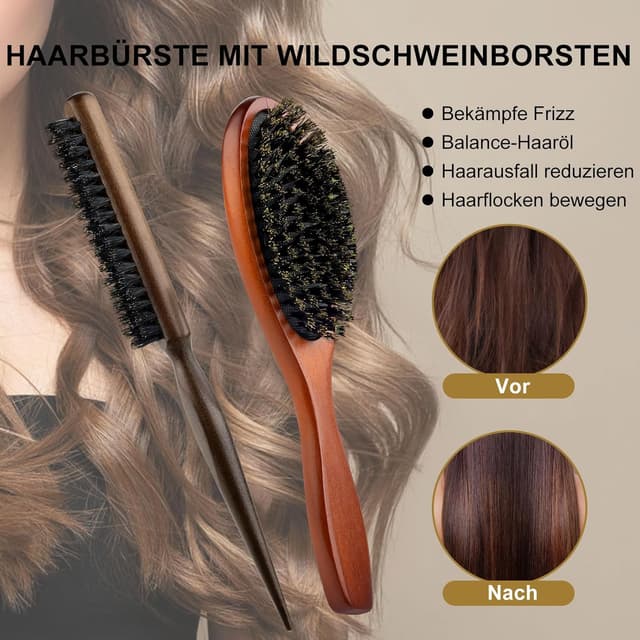 Detalle 2 de AISEELY Sleek Bun Bürste 2er Wildborste 💇