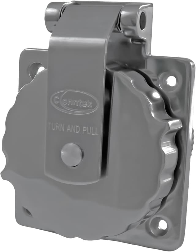 Detalle de Conntek 30 Amp 125 Volt RV Marine Power Inlet (Stainless Steel)
