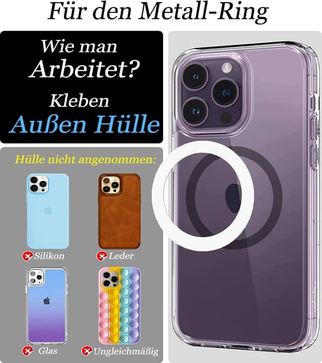 Thumbnail 6 de 2er-Pack Kameraschutz aus gehärtetem Glas für iPhone 16 (6,1 Zoll) & iPhone 16 Plus (6,7 Zoll) mit Metallring für MagSafe-Adapter