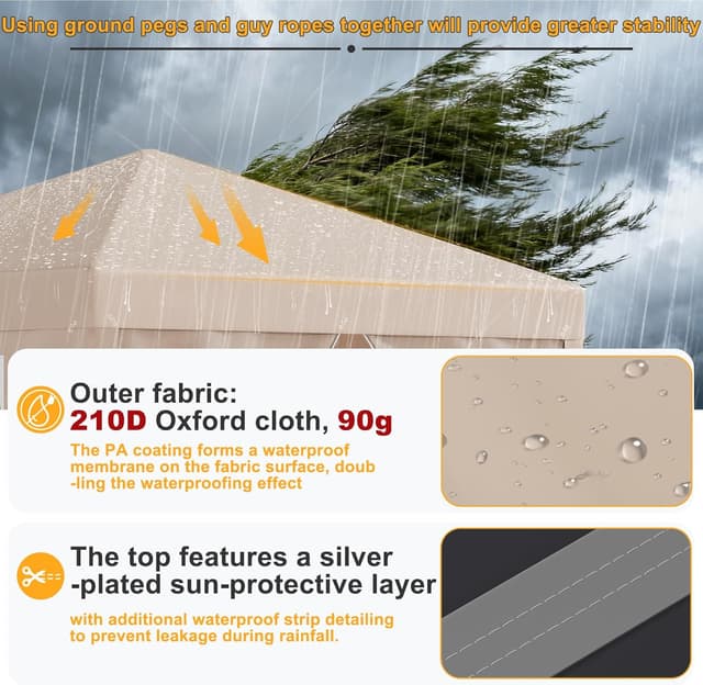 Thumbnail 2 de JUMMICO Tensione Pieghevole 3x3m Altezza Regolabile