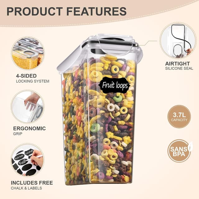 Detalle de Cereal storage containers 4 pack, 3.7L