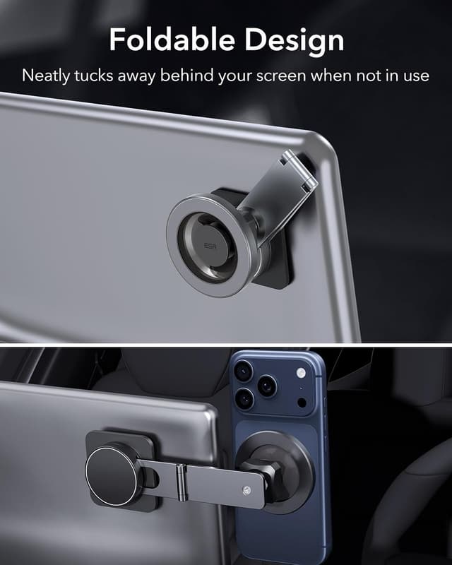 Detalle 1 de ESR for MagSafe Car Mount with 2 Metal Rings – foldable dashboard/Tesla touchscreen magnetic phone holder