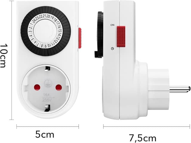 Detalle 2 de HBN Mechanische Zeitschaltuhr Steckdose 3680 W Timer