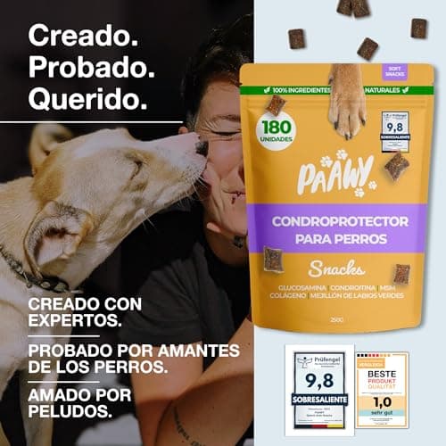 Detalle de Paawy Condroprotector para Perros con 180 snacks (glucosamina, condroitina, MSM y colágeno) para movilidad y artrosis