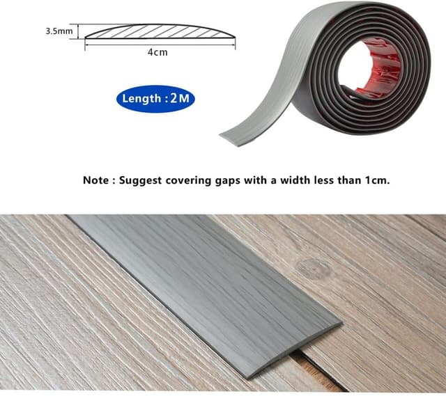 Thumbnail 1 de 2M PVC Floor Transition Strip 4cm Grey Wood Grain