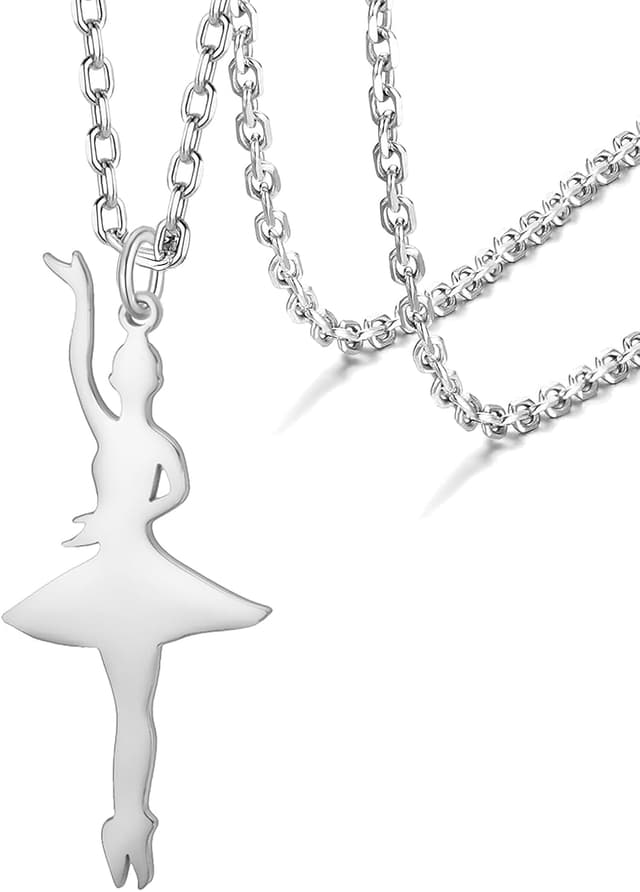 Detalle de VASSAGO Collier ballerine ballet avec cœur, pendentif danse classique (acier inoxydable) pour filles et femmes