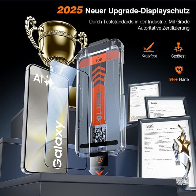 Detalle de LK 2 Pezzi Vetro Temperato per Samsung Galaxy S25/S24 con rimozione polvere e durezza 9H