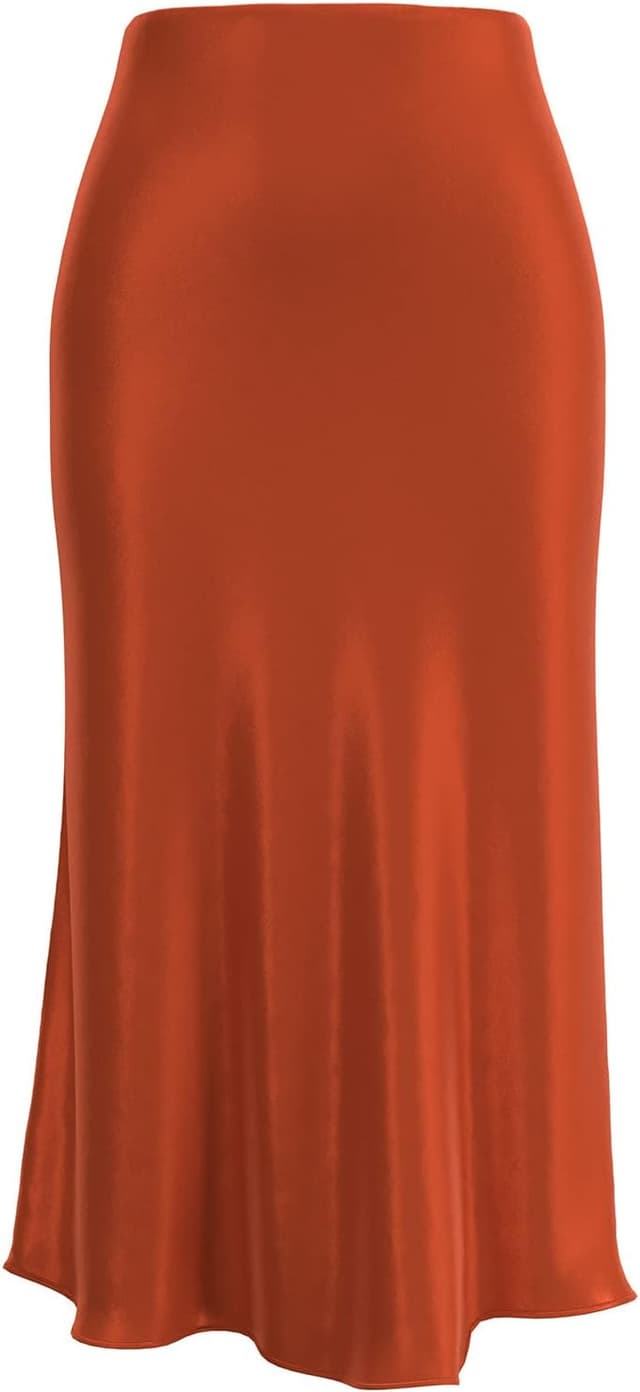 Detalle de Soowalaoo Womens Leopard Print Midi Skirt (Silk Satin Look) High-Waist Elastic