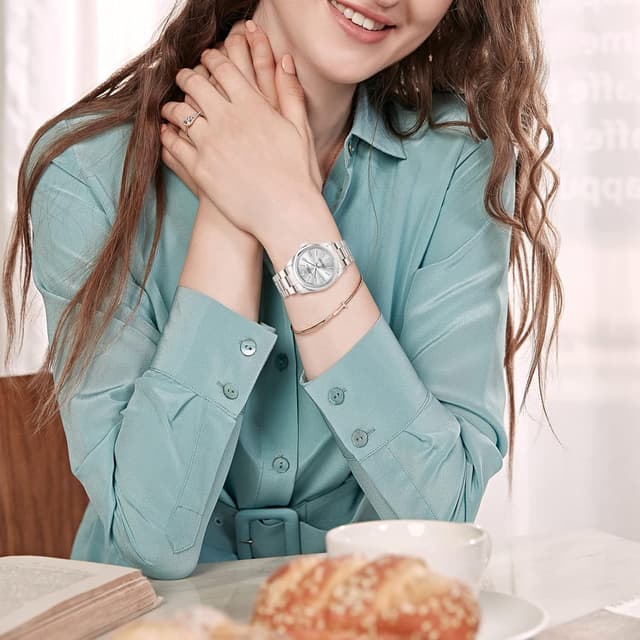 Detalle de BUREI Damen-Armbanduhr analog Quarz mit 316L-Edelstahlband (36 mm) – Business & Kleid