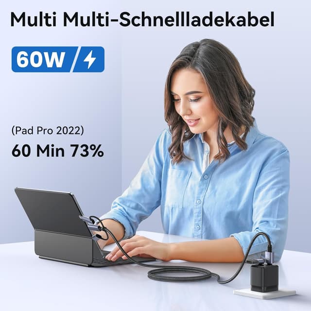 Detalle 2 de enablink 6-in-1 Multi USB C Ladekabel 60W 🔌