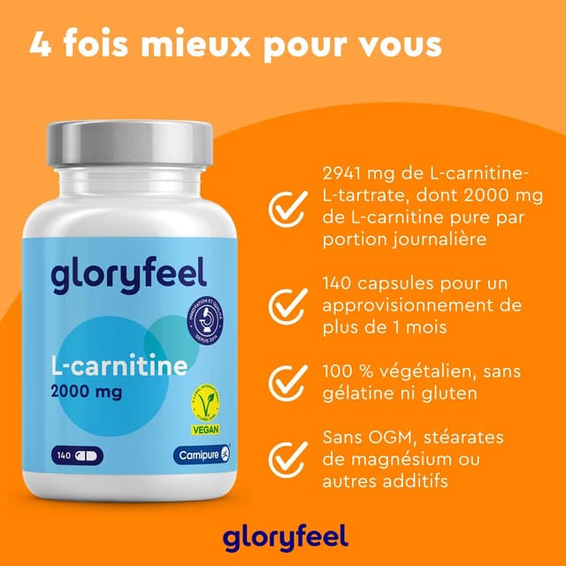 Thumbnail 2 de L‑CARNITINE Naturelle 2941 mg pré-entraînement 💊