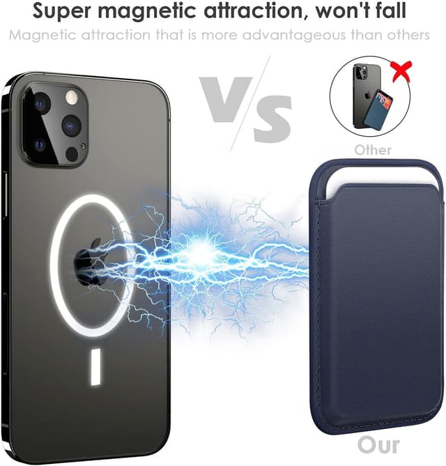 Detalle de WALLFID Porte-cartes MagSafe magnétique en cuir avec protection RFID pour iPhone 12 à 17