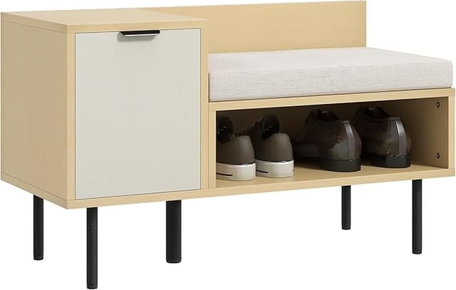 Detalle de HOMCOM Banco Zapatero con Cojín y Estante para Entrada