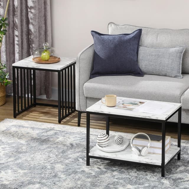 Thumbnail 6 de HOMCOM Lot de 2 tables gigognes 2 pièces