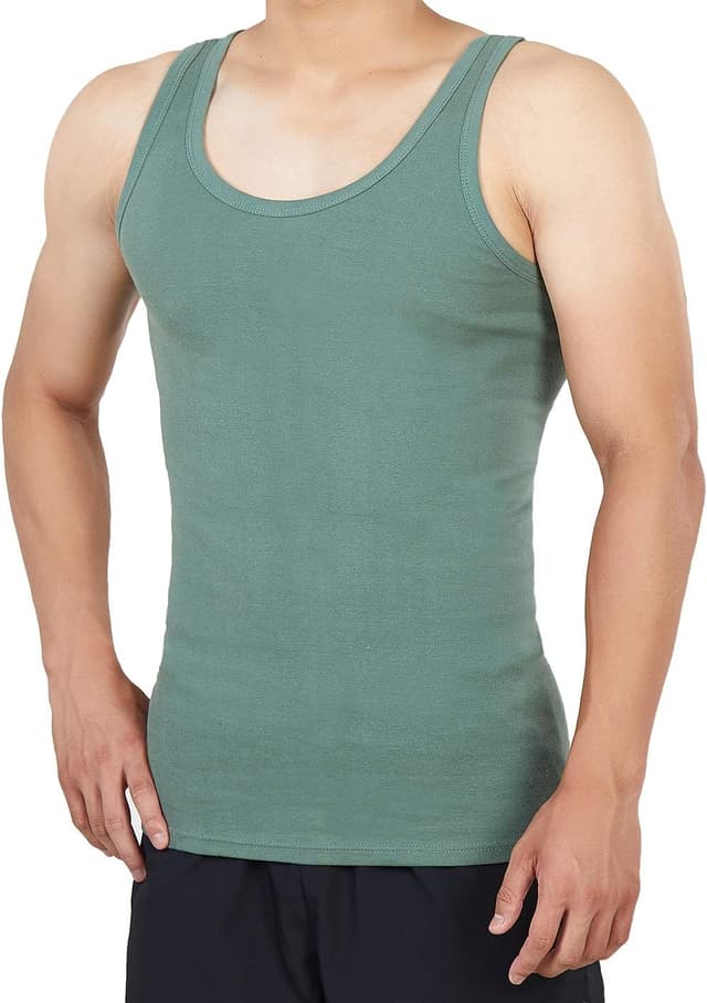 Detalle 2 de NUOZA canottiere da uomo in cotone (confezione da 5) – nero/bianco/grigio/navy/oliva, taglie S–5XL