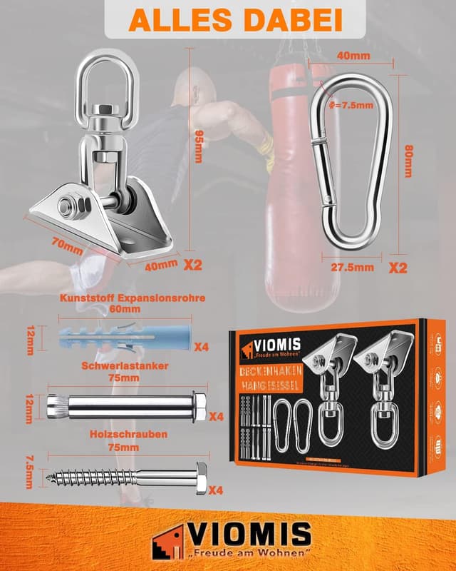 Detalle de Deckenhaken Viomis 2er Pack, 450 kg