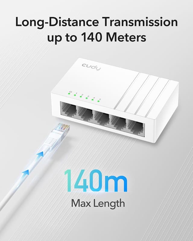 Detalle 2 de Cudy GS105U switch Gigabit Ethernet a 5 porte con alimentazione USB-C (plug & play)